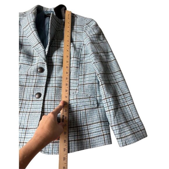 Talbots CLASSIC SHETLAND BLAZER Jacket GLEN PLAID Blue size 10 Petite Button Fro - Picture 6 of 14